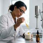 Skincare formulation being prepared in a laboratory